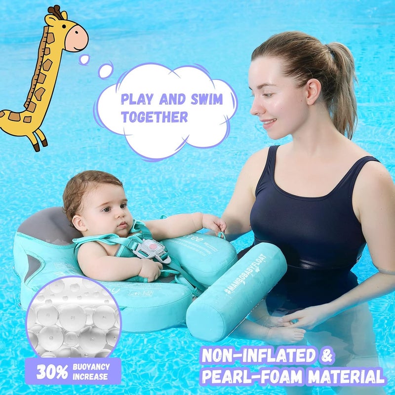 GENTEACO Mambobaby Baby Swim Float with Canopy Non-Inflatable Infant Pool Float with Tail 3-24 Months Avoid Flip Solid Skin-Friendly Material for Toddler Boys Girls - Image 2